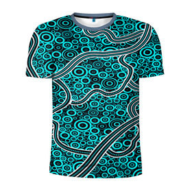 Мужская футболка 3D спортивная с принтом Aboriginal pattern в Курске, 100% полиэстер с улучшенными характеристиками | приталенный силуэт, круглая горловина, широкие плечи, сужается к линии бедра | Тематика изображения на принте: абстракции | арт | волны | узор | фигуры