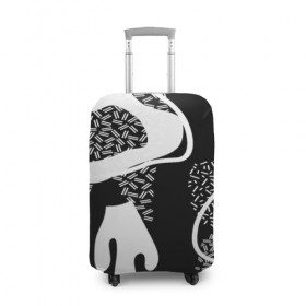 Чехол для чемодана 3D с принтом Черно-белый узор в Курске, 86% полиэфир, 14% спандекс | двустороннее нанесение принта, прорези для ручек и колес | abstraction | абстракция | геометрия | грани | линии | полигоны | сочетания | текстура | узоры | черно белый