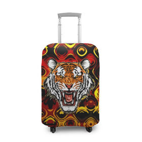 Чехол для чемодана 3D с принтом Тигр в Курске, 86% полиэфир, 14% спандекс | двустороннее нанесение принта, прорези для ручек и колес | 3d | abstraction | tiger | абстракция | голова животного | клыки | котята | кошки | крик | полосатый | тигр