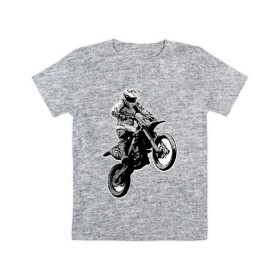 Детская футболка хлопок с принтом Мотокросс в Курске, 100% хлопок | круглый вырез горловины, полуприлегающий силуэт, длина до линии бедер | 3d | арт | байк | краска | мотокросс | мотоцикл | прикольные | цветные