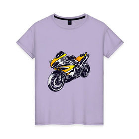 Женская футболка хлопок с принтом Yamaha R1 в Курске, 100% хлопок | прямой крой, круглый вырез горловины, длина до линии бедер, слегка спущенное плечо | Тематика изображения на принте: 3d | r1 | yamaha | арт | байк | краска | мотокросс | мотоцикл | прикольные | цветные