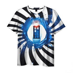 Мужская футболка 3D с принтом Доктор кто? в Курске, 100% полиэфир | прямой крой, круглый вырез горловины, длина до линии бедер | 3d | doctor who | абстракция | арт | звезды | космос | краски | пространство | сериал | фильмы