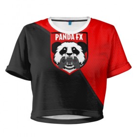 Женская футболка 3D укороченная с принтом PandafxTM в Курске, 100% полиэстер | круглая горловина, длина футболки до линии талии, рукава с отворотами | 7f united | fifa | pandafx | панда