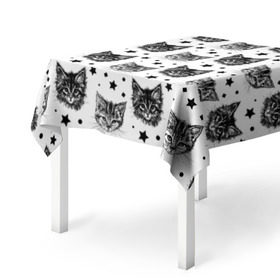 Скатерть 3D с принтом Котики в Курске, 100% полиэстер (ткань не мнется и не растягивается) | Размер: 150*150 см | звезды | кот | котенок | котик | котики | котята | кошка | орнамент | узор