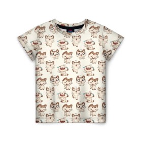 Детская футболка 3D с принтом Стикеры котик в Курске, 100% гипоаллергенный полиэфир | прямой крой, круглый вырез горловины, длина до линии бедер, чуть спущенное плечо, ткань немного тянется | vk | вк | вконтакте | кот | котик | стикеры