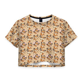 Женская футболка 3D укороченная с принтом Лиса Луна в Курске, 100% полиэстер | круглая горловина, длина футболки до линии талии, рукава с отворотами | vk | вк | вконтакте | лиса | луна | стикеры