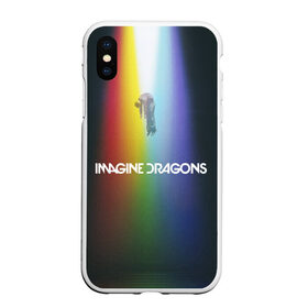 Чехол для iPhone XS Max матовый с принтом Imagine Dragons в Курске, Силикон | Область печати: задняя сторона чехла, без боковых панелей | demons | evolve | mirrors | radioactive | драконы | космос | музыка | нло | ночь | поп | радуга | рок | свет