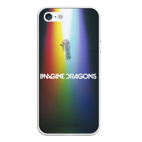 Чехол для iPhone 5/5S матовый с принтом Imagine Dragons в Курске, Силикон | Область печати: задняя сторона чехла, без боковых панелей | demons | evolve | mirrors | radioactive | драконы | космос | музыка | нло | ночь | поп | радуга | рок | свет