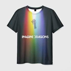Мужская футболка 3D с принтом Imagine Dragons в Курске, 100% полиэфир | прямой крой, круглый вырез горловины, длина до линии бедер | demons | evolve | mirrors | radioactive | драконы | космос | музыка | нло | ночь | поп | радуга | рок | свет