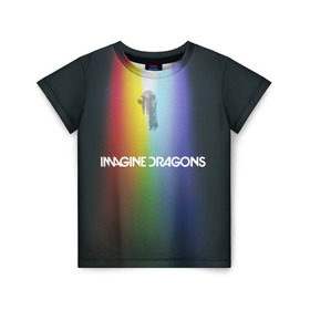Детская футболка 3D с принтом Imagine Dragons в Курске, 100% гипоаллергенный полиэфир | прямой крой, круглый вырез горловины, длина до линии бедер, чуть спущенное плечо, ткань немного тянется | demons | evolve | mirrors | radioactive | драконы | космос | музыка | нло | ночь | поп | радуга | рок | свет