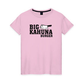 Женская футболка хлопок с принтом Big Kahuna в Курске, 100% хлопок | прямой крой, круглый вырез горловины, длина до линии бедер, слегка спущенное плечо | pulp fiction | биг кахуна | бургер | винсент вега | гавайский бургер | джулс виннфилд