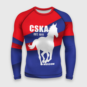 Мужской рашгард 3D с принтом CSKA est. 1911 в Курске,  |  | армейцы | болельщик | кони | красно синие | фанат | футбол | футболист | цска
