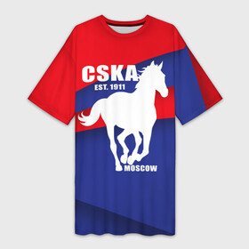 Платье-футболка 3D с принтом CSKA est. 1911 в Курске,  |  | армейцы | болельщик | кони | красно синие | фанат | футбол | футболист | цска