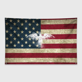 Флаг-баннер с принтом Флаг США с белым орлом в Курске, 100% полиэстер | размер 67 х 109 см, плотность ткани — 95 г/м2; по краям флага есть четыре люверса для крепления | usa | америка | американец | америки | звездно полосатый | необычный | нью йорк | орел | соединенные | сша | флаг | штаты | янки