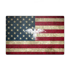 Пазл магнитный 126 элементов с принтом Флаг США с белым орлом в Курске, полимерный материал с магнитным слоем | 126 деталей, размер изделия —  180*270 мм | usa | америка | американец | америки | звездно полосатый | необычный | нью йорк | орел | соединенные | сша | флаг | штаты | янки