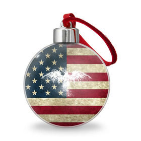 Ёлочный шар с принтом Флаг США с белым орлом в Курске, Пластик | Диаметр: 77 мм | usa | америка | американец | америки | звездно полосатый | необычный | нью йорк | орел | соединенные | сша | флаг | штаты | янки