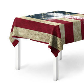 Скатерть 3D с принтом Флаг США с белым орлом в Курске, 100% полиэстер (ткань не мнется и не растягивается) | Размер: 150*150 см | usa | америка | американец | америки | звездно полосатый | необычный | нью йорк | орел | соединенные | сша | флаг | штаты | янки