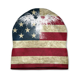 Шапка 3D с принтом Флаг США с белым орлом в Курске, 100% полиэстер | универсальный размер, печать по всей поверхности изделия | usa | америка | американец | америки | звездно полосатый | необычный | нью йорк | орел | соединенные | сша | флаг | штаты | янки