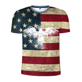 Мужская футболка 3D спортивная с принтом Флаг США с белым орлом в Курске, 100% полиэстер с улучшенными характеристиками | приталенный силуэт, круглая горловина, широкие плечи, сужается к линии бедра | Тематика изображения на принте: usa | америка | американец | америки | звездно полосатый | необычный | нью йорк | орел | соединенные | сша | флаг | штаты | янки