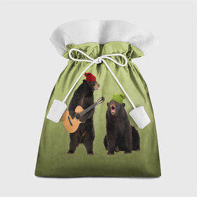 Подарочный 3D мешок с принтом 2 медведя и гитара в Курске, 100% полиэстер | Размер: 29*39 см | Тематика изображения на принте: животные | музыка