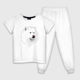 Детская пижама хлопок с принтом Самоед в Курске, 100% хлопок |  брюки и футболка прямого кроя, без карманов, на брюках мягкая резинка на поясе и по низу штанин
 | ездовая собака | ес | лайка | самоедская собака