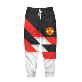Мужские брюки 3D с принтом Manchester United - Stripe в Курске, 100% полиэстер | манжеты по низу, эластичный пояс регулируется шнурком, по бокам два кармана без застежек, внутренняя часть кармана из мелкой сетки | manchester united | stripe | манчестер юнайтед | футбол