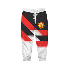 Детские брюки 3D с принтом Manchester United - Stripe в Курске, 100% полиэстер | манжеты по низу, эластичный пояс регулируется шнурком, по бокам два кармана без застежек, внутренняя часть кармана из мелкой сетки | manchester united | stripe | манчестер юнайтед | футбол