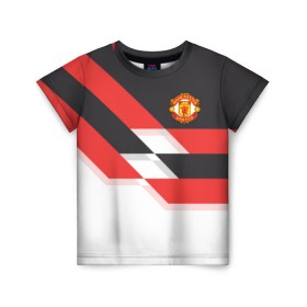 Детская футболка 3D с принтом Manchester United - Stripe в Курске, 100% гипоаллергенный полиэфир | прямой крой, круглый вырез горловины, длина до линии бедер, чуть спущенное плечо, ткань немного тянется | Тематика изображения на принте: manchester united | stripe | манчестер юнайтед | футбол