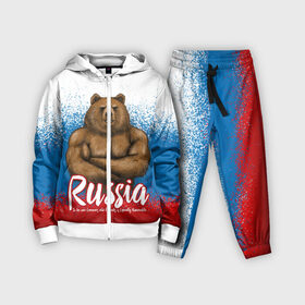 Детский костюм 3D с принтом Russian Bear в Курске,  |  | bear | russia | медведь | патриотическая | россия | русский медведь | триколор | флаг рф