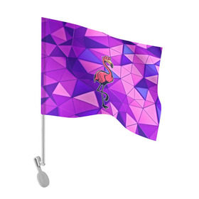 Флаг для автомобиля с принтом Фламинго в Курске, 100% полиэстер | Размер: 30*21 см | bird | flyer | fowl | poultry | seabird | triangle | абстракция | животные | птицы | текстуры | тренд | треугольники | фламинго