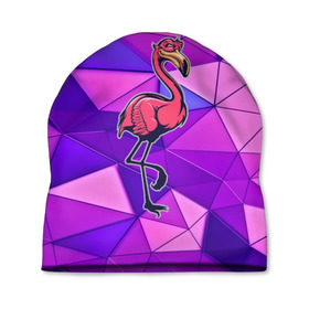 Шапка 3D с принтом Фламинго в Курске, 100% полиэстер | универсальный размер, печать по всей поверхности изделия | bird | flyer | fowl | poultry | seabird | triangle | абстракция | животные | птицы | текстуры | тренд | треугольники | фламинго