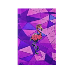 Обложка для паспорта матовая кожа с принтом Фламинго в Курске, натуральная матовая кожа | размер 19,3 х 13,7 см; прозрачные пластиковые крепления | bird | flyer | fowl | poultry | seabird | triangle | абстракция | животные | птицы | текстуры | тренд | треугольники | фламинго