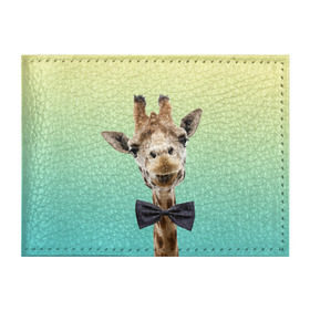 Обложка для студенческого билета с принтом Жираф и бабочка в Курске, натуральная кожа | Размер: 11*8 см; Печать на всей внешней стороне | жираф