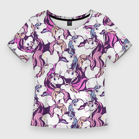 Женская футболка 3D Slim с принтом unicorn в Курске,  |  | horse | mlp | pony | unicorn | единорог | лошадь | пони