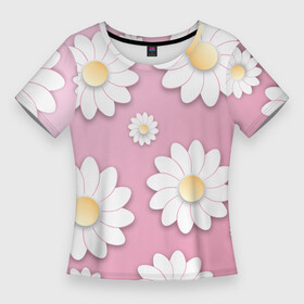 Женская футболка 3D Slim с принтом Ромашки в Курске,  |  | весна | природа | ромашки | цветы