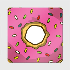 Магнит виниловый Квадрат с принтом Пончик в Курске, полимерный материал с магнитным слоем | размер 9*9 см, закругленные углы | bart | homer | simpsons | барт | гомер | еда | мульт | мультфильм | пончик | симпсоны | спрингфилд