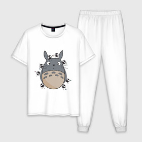 Мужская пижама хлопок с принтом Тоторо в Курске, 100% хлопок | брюки и футболка прямого кроя, без карманов, на брюках мягкая резинка на поясе и по низу штанин
 | totoro | миядзаки | мой сосед