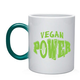 Кружка хамелеон с принтом Vegan Power в Курске, керамика | меняет цвет при нагревании, емкость 330 мл | yoga | веган | вегетарианец | вегетарианство | витамины | здоровье | зож | йога | кукуруза | овощи | фрукты