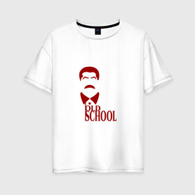 Женская футболка хлопок Oversize с принтом Сталин старая школа в Курске, 100% хлопок | свободный крой, круглый ворот, спущенный рукав, длина до линии бедер
 | old | school | коммунизм | портрет | ретро | советский | союз | ссср | сталин | старая | усы | школа