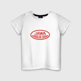 Детская футболка хлопок с принтом Мотоцикл Jawa логотип в Курске, 100% хлопок | круглый вырез горловины, полуприлегающий силуэт, длина до линии бедер | jawa | мотоцикл | ява