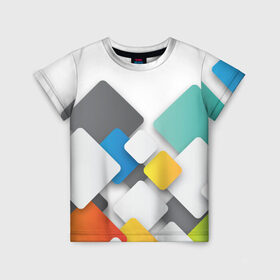 Детская футболка 3D с принтом Цветные квадраты в Курске, 100% гипоаллергенный полиэфир | прямой крой, круглый вырез горловины, длина до линии бедер, чуть спущенное плечо, ткань немного тянется | squares | квадраты | прямоугольники | текстуры