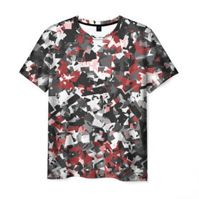 Мужская футболка 3D с принтом Городской камуфляж в Курске, 100% полиэфир | прямой крой, круглый вырез горловины, длина до линии бедер | camo | urban | белый | гранж | красный | маскировка | милитари | паттерн | серый | текстура