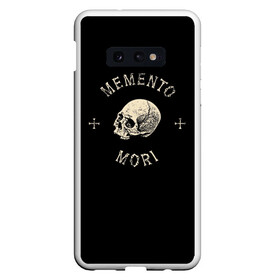 Чехол для Samsung S10E с принтом Memento Mori в Курске, Силикон | Область печати: задняя сторона чехла, без боковых панелей | Тематика изображения на принте: death | skull | кости | цитата