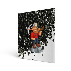 Холст квадратный с принтом Шахтёр в Курске, 100% ПВХ |  | Тематика изображения на принте: профессии | уголь | шахта | шахтёр
