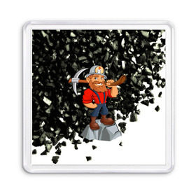 Магнит 55*55 с принтом Шахтёр в Курске, Пластик | Размер: 65*65 мм; Размер печати: 55*55 мм | Тематика изображения на принте: профессии | уголь | шахта | шахтёр