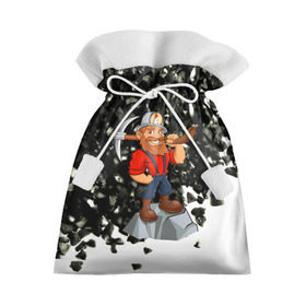 Подарочный 3D мешок с принтом Шахтёр в Курске, 100% полиэстер | Размер: 29*39 см | Тематика изображения на принте: профессии | уголь | шахта | шахтёр