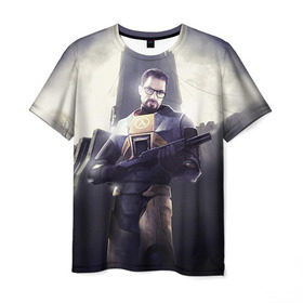 Мужская футболка 3D с принтом Half-Life в Курске, 100% полиэфир | прямой крой, круглый вырез горловины, длина до линии бедер | freeman | gordon | half | halflife | hl | life | гордон | лайф | фримен | халва | халф | халфлайф | халява