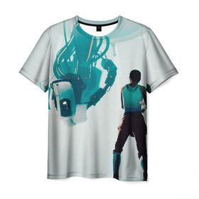 Мужская футболка 3D с принтом Portal в Курске, 100% полиэфир | прямой крой, круглый вырез горловины, длина до линии бедер | glados | portal | гладос | портал