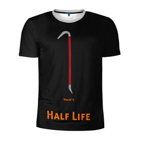 Мужская футболка 3D спортивная с принтом Half-Life в Курске, 100% полиэстер с улучшенными характеристиками | приталенный силуэт, круглая горловина, широкие плечи, сужается к линии бедра | freeman | gordon | half | halflife | hl | life | гордон | лайф | фримен | халва | халф | халфлайф | халява
