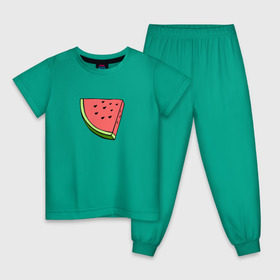 Детская пижама хлопок с принтом Арбузе в Курске, 100% хлопок |  брюки и футболка прямого кроя, без карманов, на брюках мягкая резинка на поясе и по низу штанин
 | арбуз | арбузы | лето | фрукты